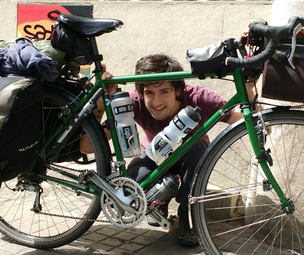 Jamie Anderson and touring bicycle