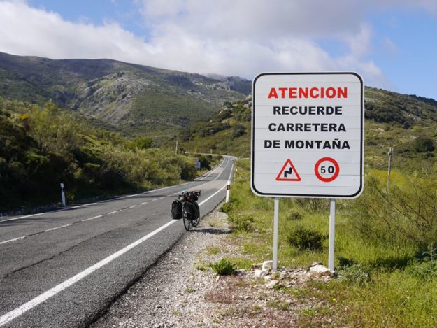 mountain road sign in Spain