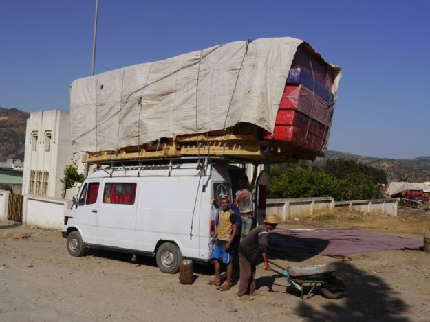 Van with luggage, Morocco