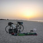 my bike and sleeping bag on a portugues beach