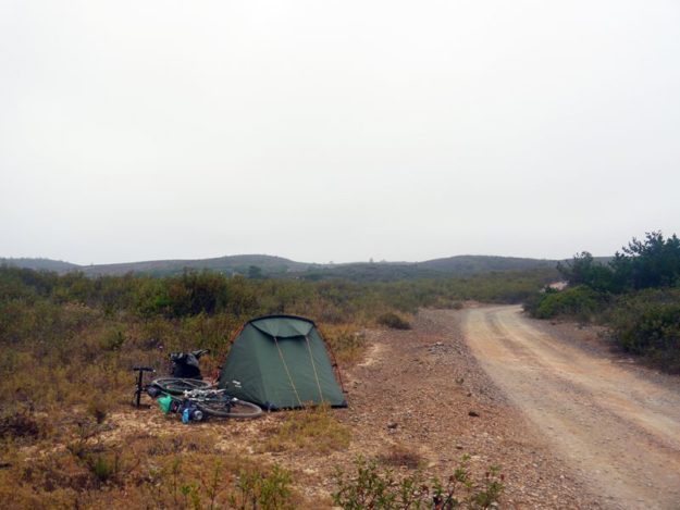 tent next to quiet dirt road
