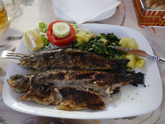 Two freshly cooker fish from Mostar.