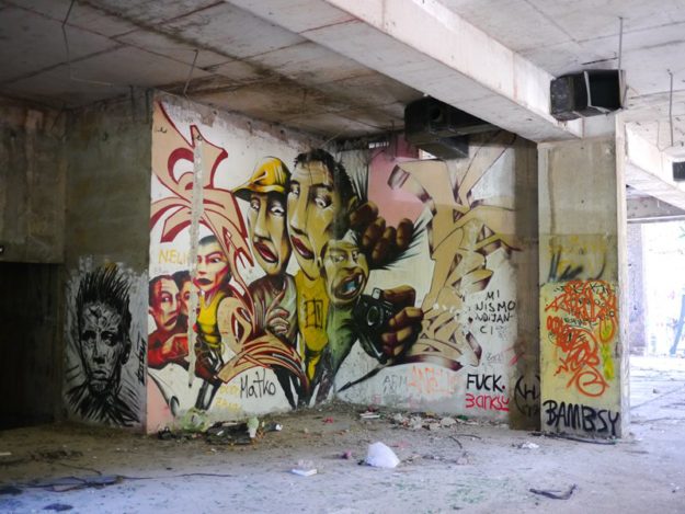 Graffiti inside the sniper tower, Mostar.