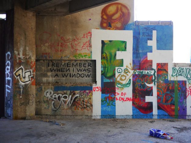 Graffiti inside the sniper nest tower