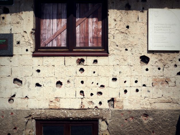 Bullet holes in Sarajevo