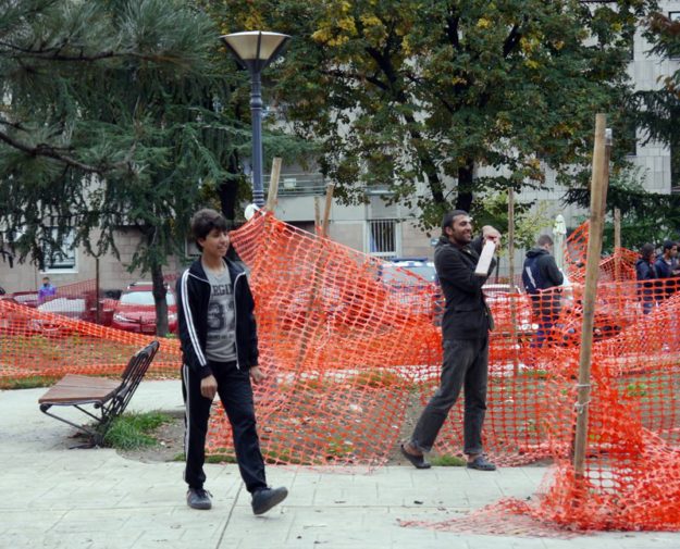 Refugees playing cricket at Bristol Park