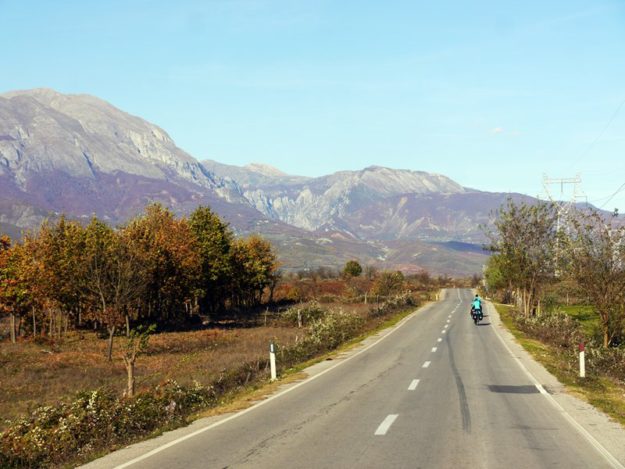 Cycling to the Kosovan border in Albania.