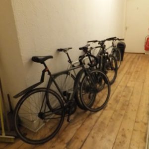bikes in the hallway