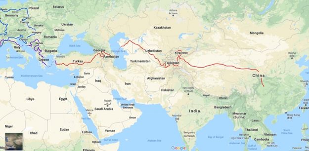Bike Ramble Turkey to China route map