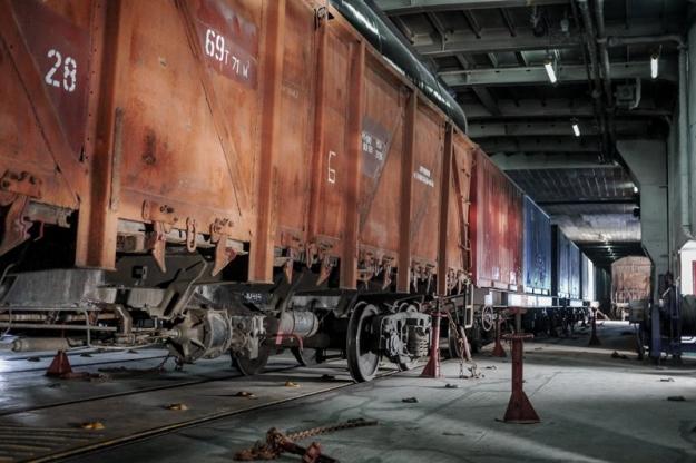 A train on the Cargo ship to Kuryk