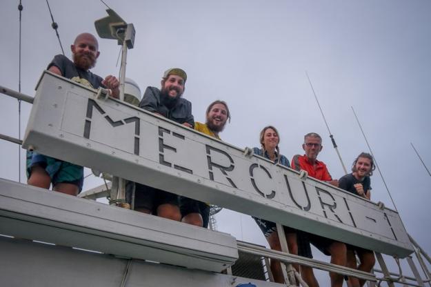 Cyclists on the Merkuri-1 cargo boat of the Capsian Sea Shipping Company