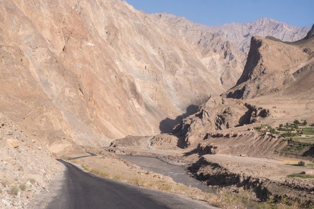 Huge cliffs next to the Panj Afghanistan/Tajikistan